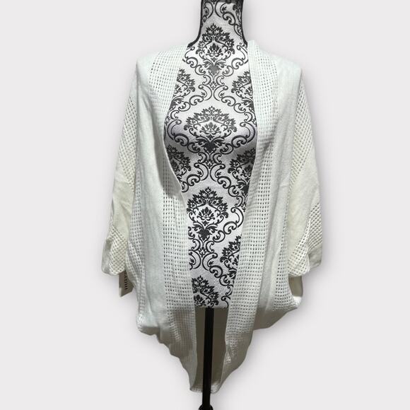 Layers by Lizden Shawl like Cardigan Sweater NWT White S/M - Picture 1 of 8
